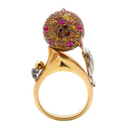 Sisyphus ring yellow gold and gemstones