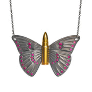 Bullet Butterfly necklace silver gold plated