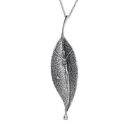 Leaf necklace silver and gemstones