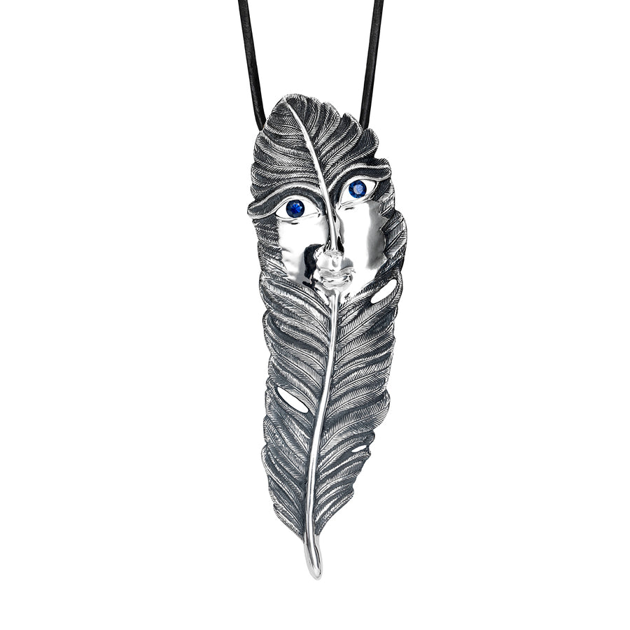Feather necklace silver