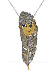 Feather necklace silver gold plated