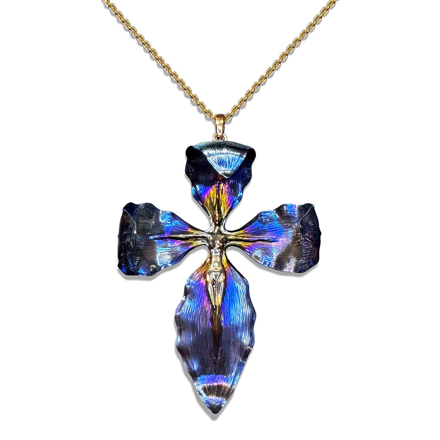 Orchid necklace titanium and rose gold